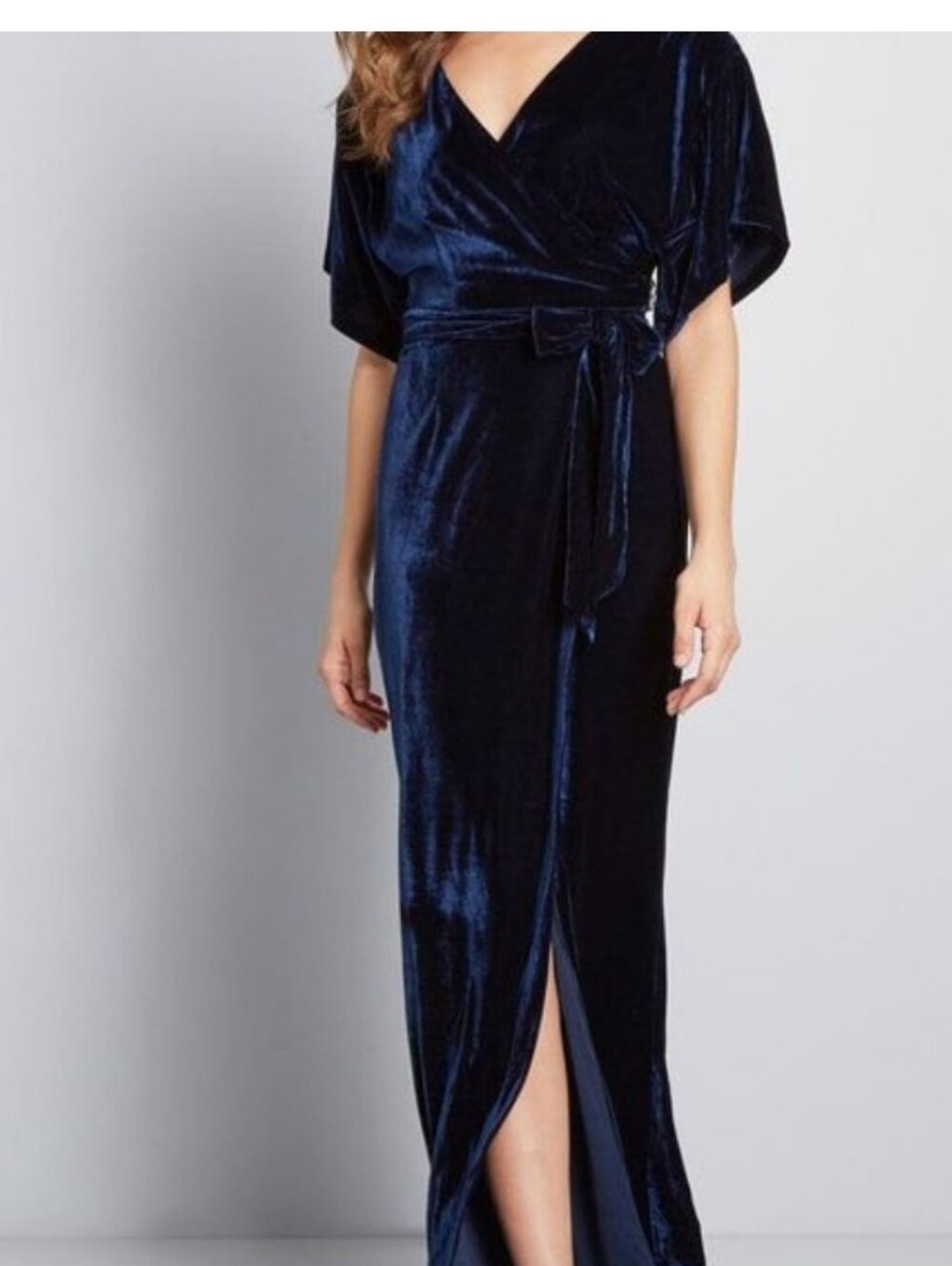 Modcloth Collectif Maxi Blue Velvet Wrap Dress Lg Formal Bridal Whimsigoth